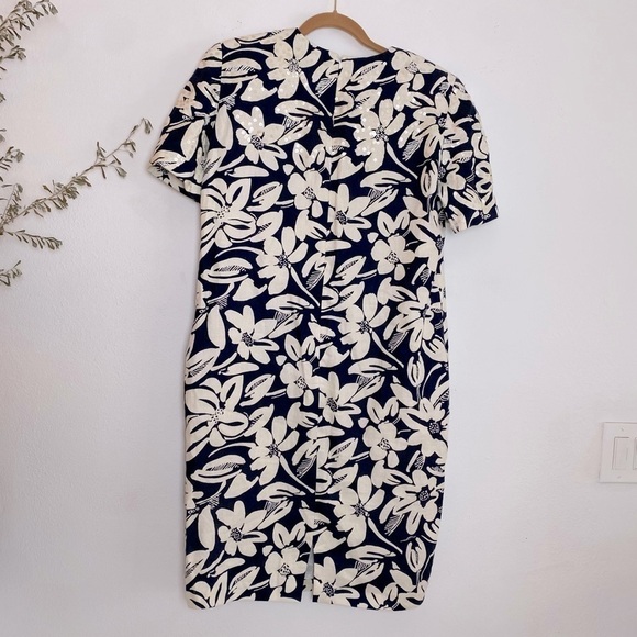 Vintage BILL BLASS Womans Linen Shift Short Sleeve Dress Sequined Beaded 12 - Picture 8 of 15